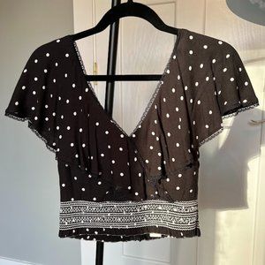 Alice + Olivia Reese Ruffle Trip Crop Top